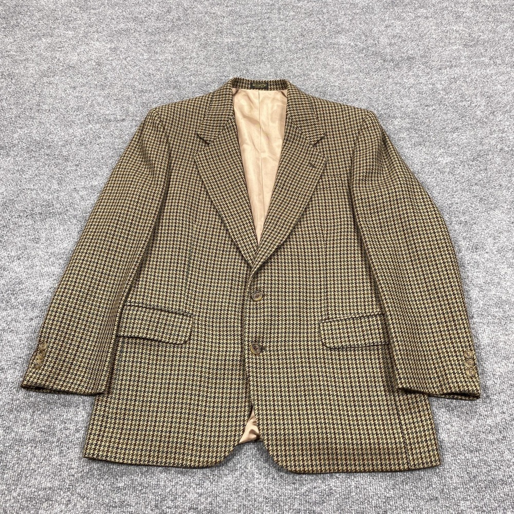 Oscar De La Renta Sport Coat Mens 40 Brown Tweed Wool Check Houndstooth